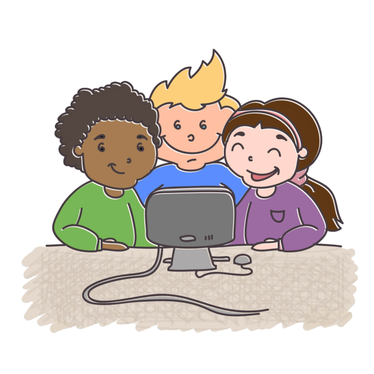 Sicurezza online Bambini al computer si divertono in sicurezza