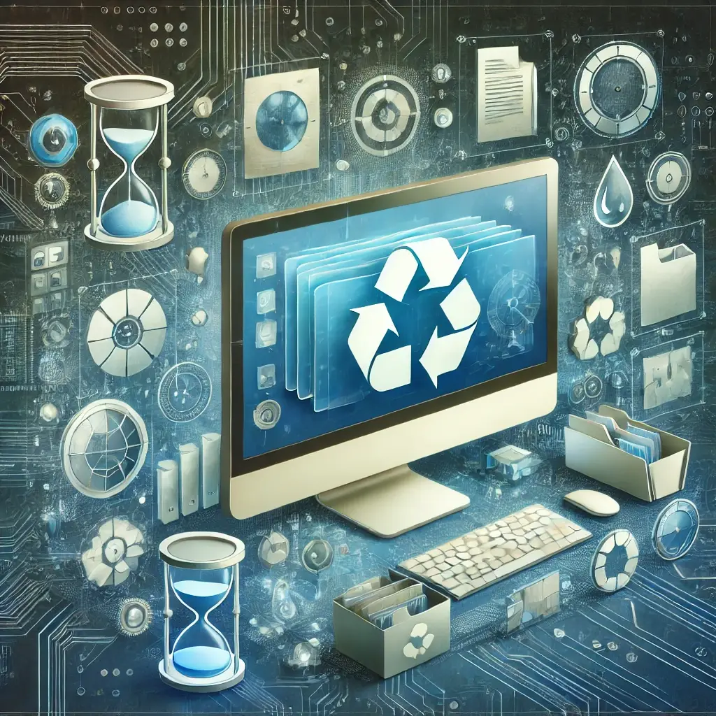 File temporanei. Immagine al computer rappresentativa dei file temporanei