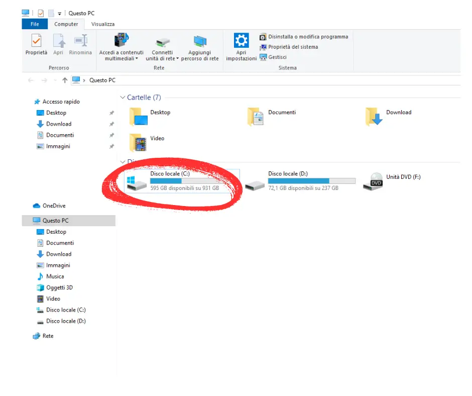 File temporanei- pulizia disco da tasto dx su C esplora risorse del computer
