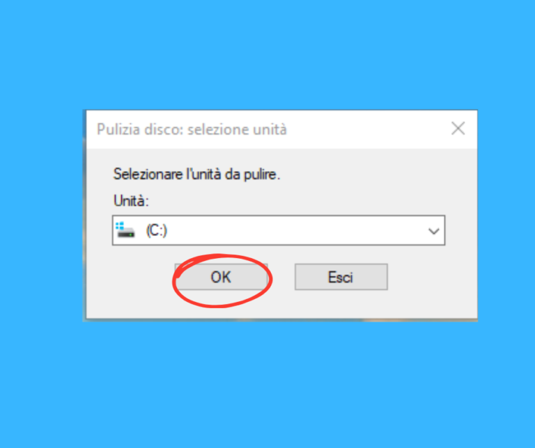 File temporanei- pulizia disco seleziona l'unità C