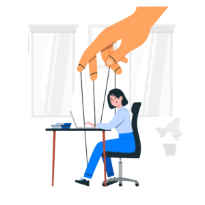 Strategie per migliorare la produttività quotidiana Donna al lavoro manovrata dalle distrazioni le quali non la fanno rendere al massimo nella produttività durante la giornata.