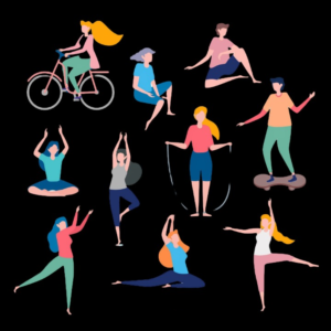 Strategie per migliorare la produttività quotidiana. Persone che includono la ginnastica nella pianificazione della loro giornata per migliorare la loro produttività.