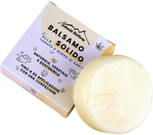Balsamo Solido alla Canapa e Burro di Karité – Idratante e Nutriente per Capelli Morbidi e Lucenti – 100% Naturale – Made in Trentino – 60 gr