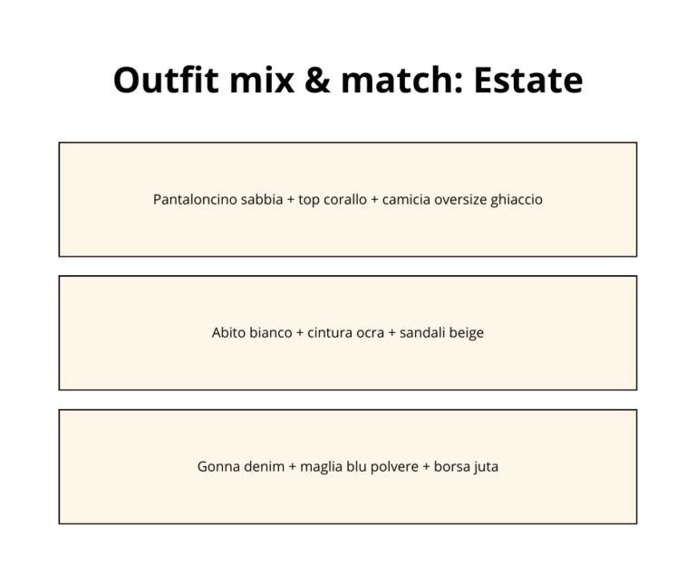 Moda sostenibile - guardaroba capsule - palette colori per estate outfit mix